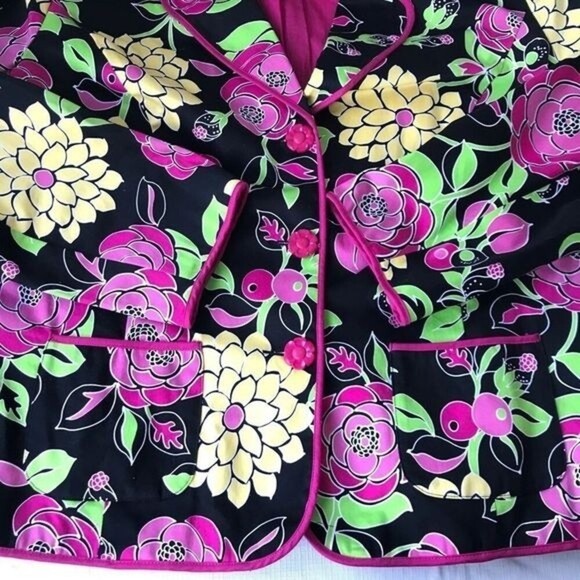 Ny Collection Woman Button Front Floral Print Jacket Blazer Size 1X - Picture 4 of 8